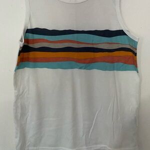 Boys Tank Top size 10-12 SHEIN white w/orange blue stripe